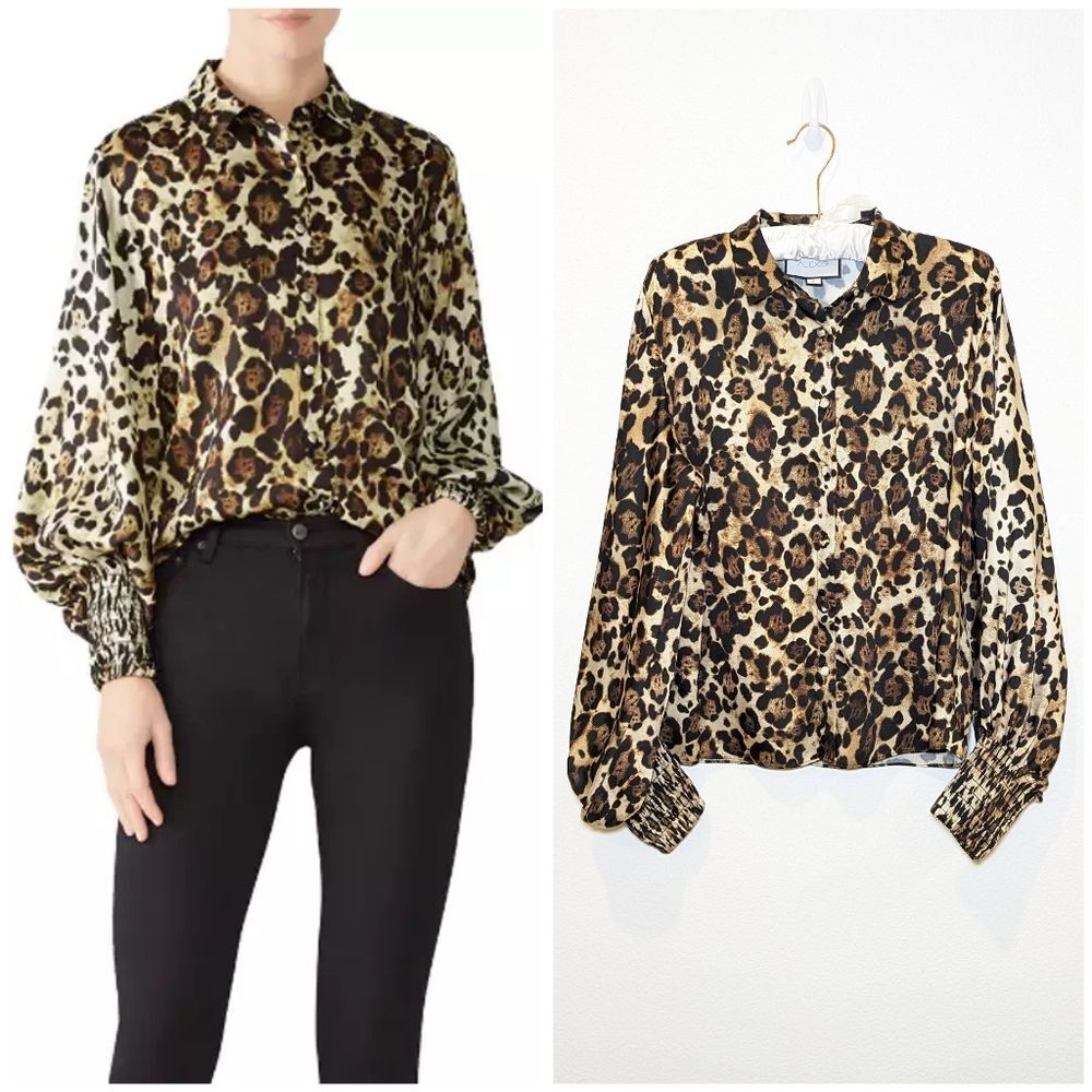 Alexis Leopard-Print Romana Blouse
